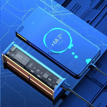 22.5W DIY Battery Charger Power Bank Case Transparent PD Fast Charging Case For 8PCS 18650 Polymer 20000mAh Battery Charging Box