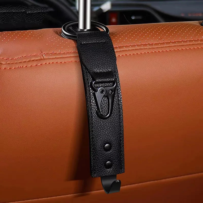 Car Interior Accessories PU Leather Hooks Storage Clips Front Seat Headrest Organizer Holder Auto Fastener Hangers Space Saving