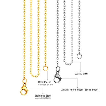 LUXUSTEEL Stainless Steel Chains – 10pcs O-Shape Rolo Link Cuban Necklace