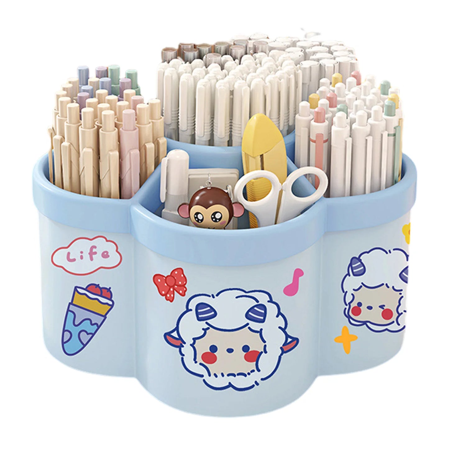 Rotating Pen Holder Desk Organizers Large Capacity Pen Storage Box Cosmetic Brush Organization Box Study Dormitory Accessories