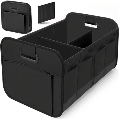 Collapsible 600D Oxford Car Trunk Organizer with Reinforced Handles & Multi-Compartments. Fits All Cars, SUVs, Vans.