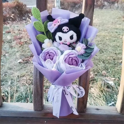 Hello Kitty Cartoon Plush Bouquet  Anime Rose Flowers Doll Home Wedding Decoration Christmas Valentine's Day Gift