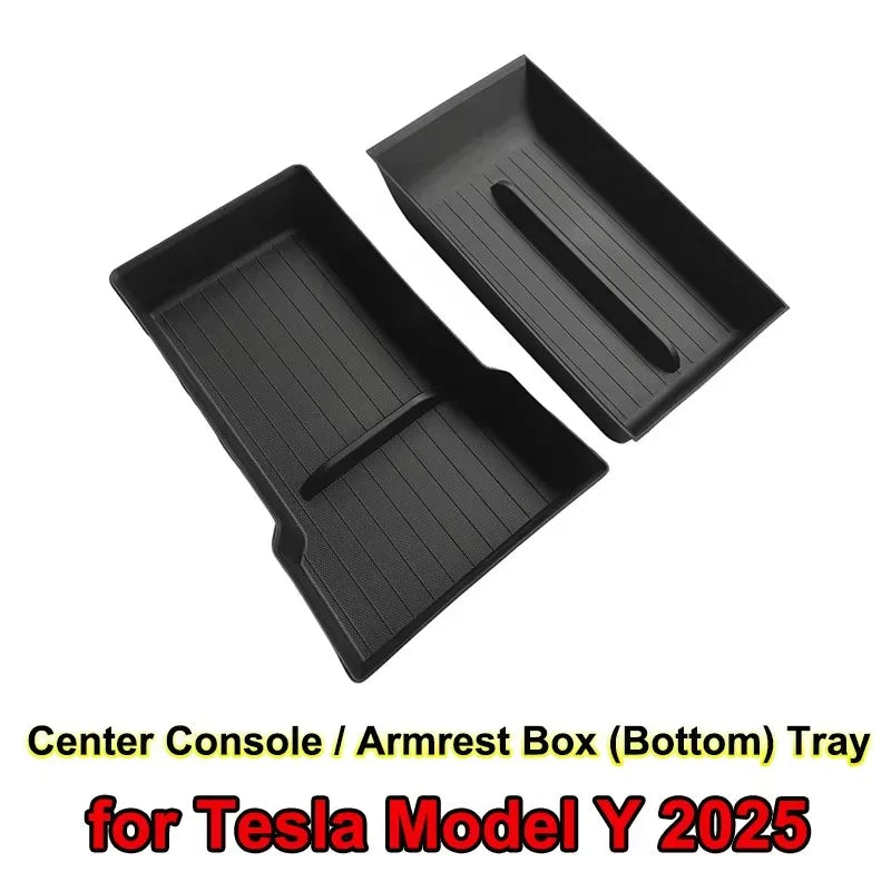For Tesla Model Y Juniper 2025 Model 3 Highland 2024 Center Console Armrest Storage Organizer Box Tray Sunglasses Phone Holder