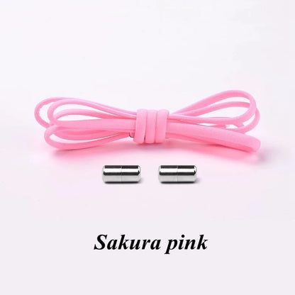 1Pair No tie Shoelaces Round Elastic Shoe Laces For Kids and Adult Sneakers Shoelace Quick Lazy Laces 21 Color Shoestrings