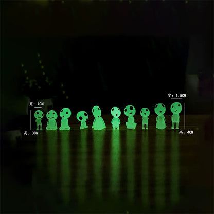 10Pcs Luminous Ghost Miniature Figurines Glow In Dark Tree Elves Micro Landscape Accessories Outdoor Fairy Garden Decoration