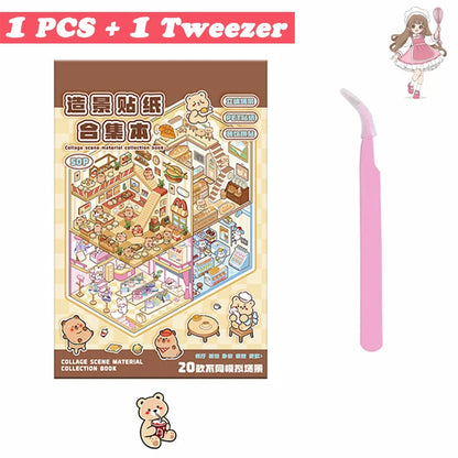 20Pcs 20in1 3D Cartoon Sticker Book | DIY Scenes Creative Gift for Kids, Portable Sticker Album for Birthday Christmas Crafts