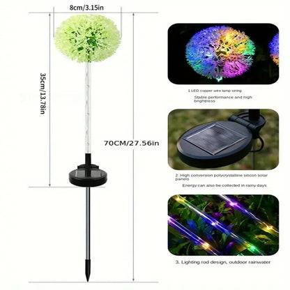 1PC/2PC 1 Head/3 Head Solar LED Dandelion Outdoor Ground Mounted Light, Suitable for Courtyard, Garden, and Landscape Decoration
