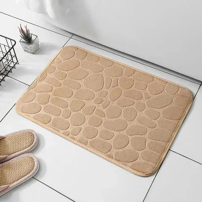 Microfiber Embossed Pebble Bath Mat – Anti-Slip Floor Rug