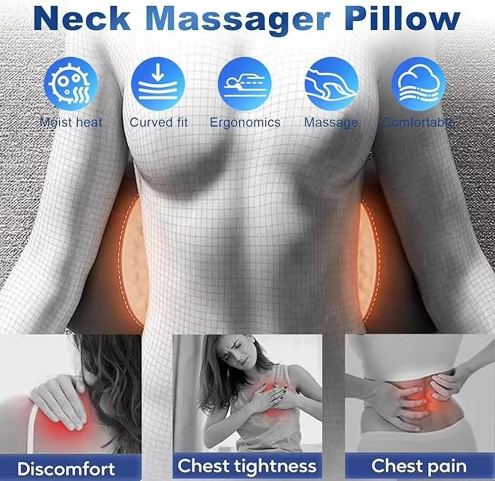NEW 3-in-1 Back Massager with Relief Bed Sleeping Shiatsu Deep Tissue Portable Shoulder Lower Back Pain Relief Waist Massager