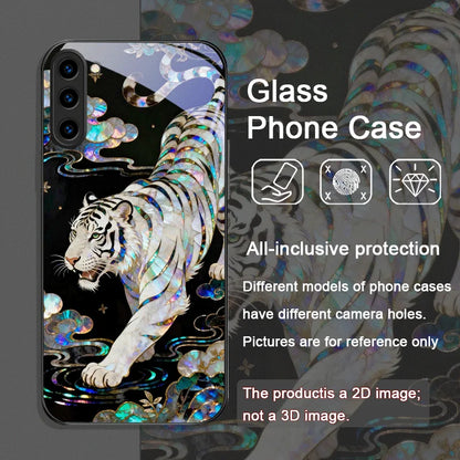 Stylish Tiger Dragon Marble Texture Printed Tempered Glass Phone Case for Samsung Galaxy S25 Ultra S24 S23 Plus S22 S21 FE Cover