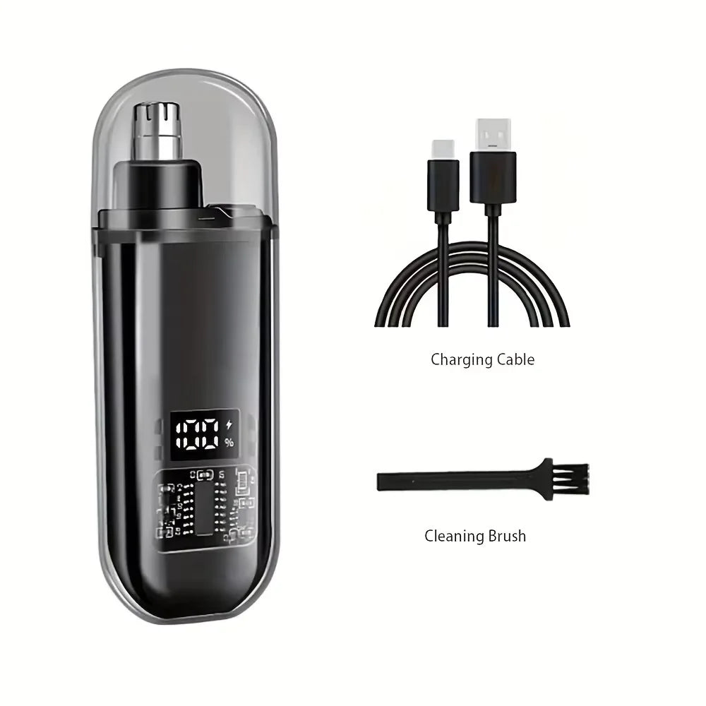 USB Rechargeable Nose and Ear Hair Trimmer for Men, Mini Portable Electric Clipper, Quick Charging, Low Noise, Compact, Washable
