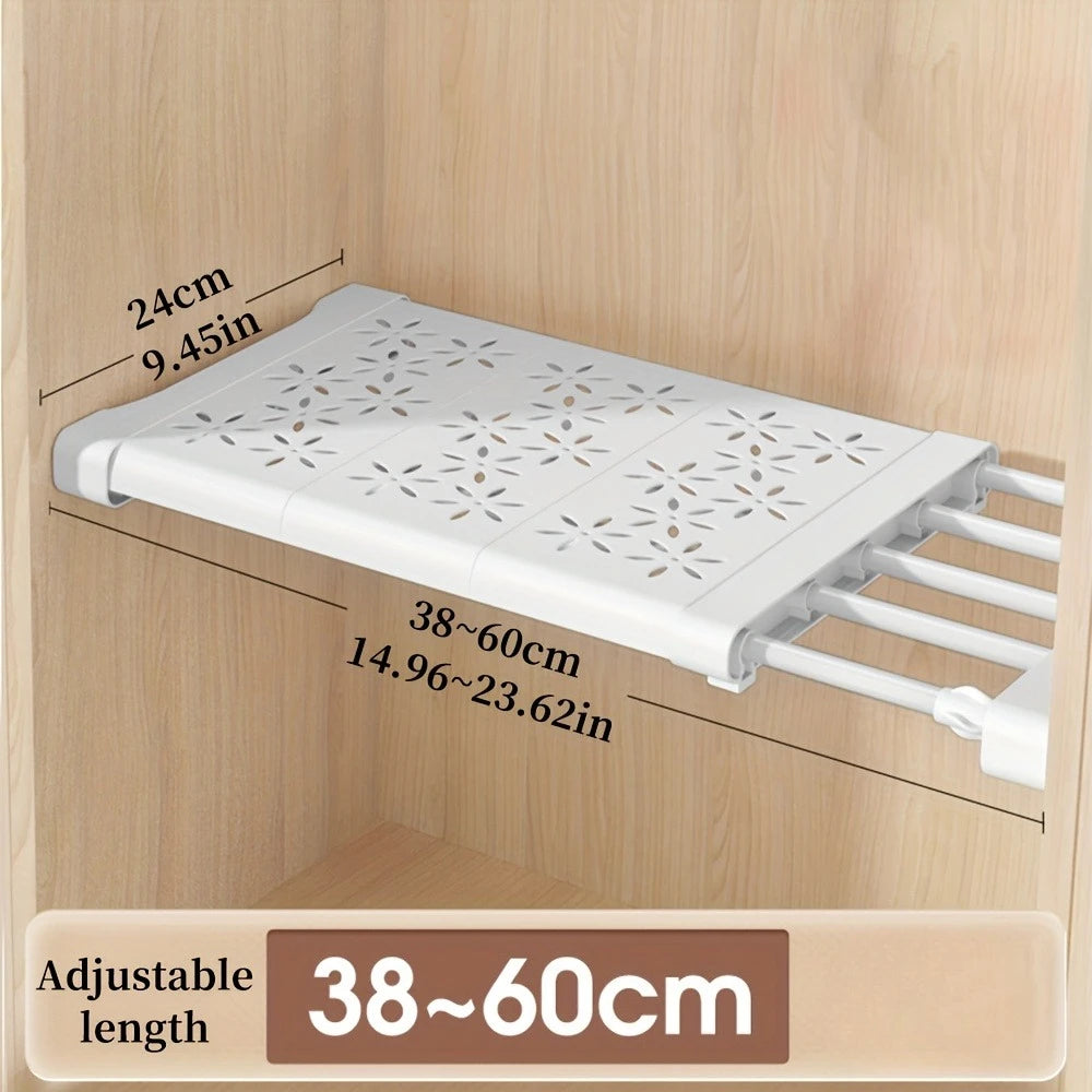 1pc Adjustable Storage Rack Without Drilling Floating Rack Divider, Used for Storage, Space Saving, Wall Mounted Wardrobe System