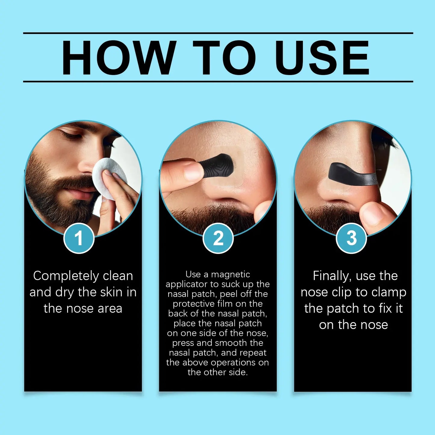Nasal Breathing Strips Kit, Black Nasal Dilator System, Anti-Snore Nose Vents for Better Sleep Quality, Snoring Relief Aid