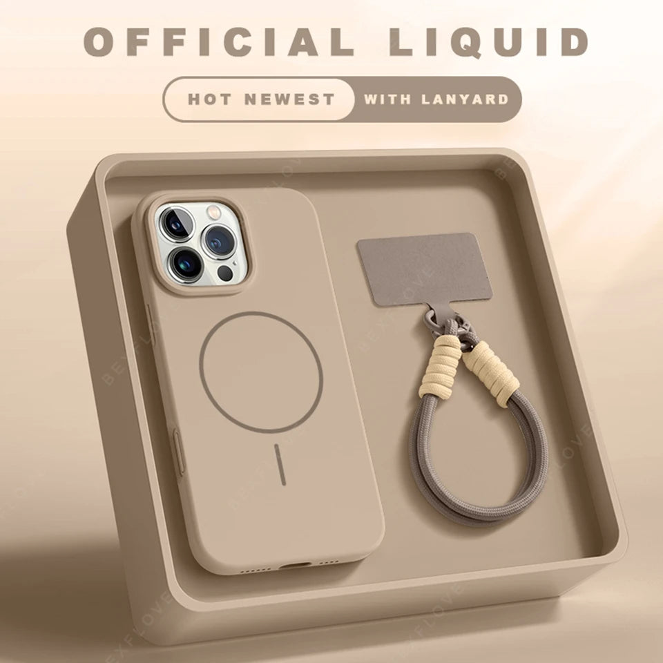Magnetic Silicone MagSafe iPhone Case with Lanyard