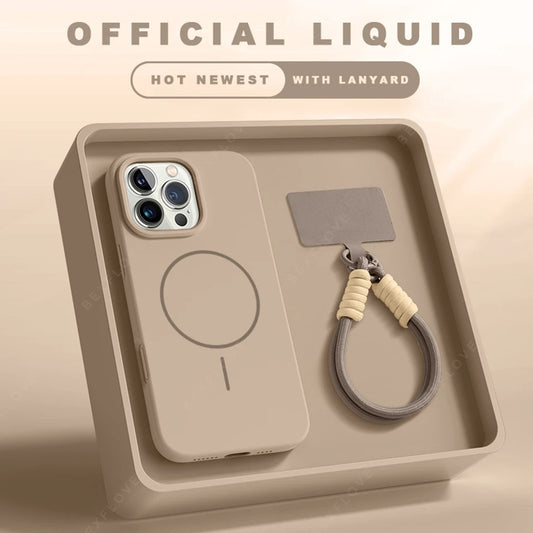 Magnetic Silicone MagSafe iPhone Case with Lanyard