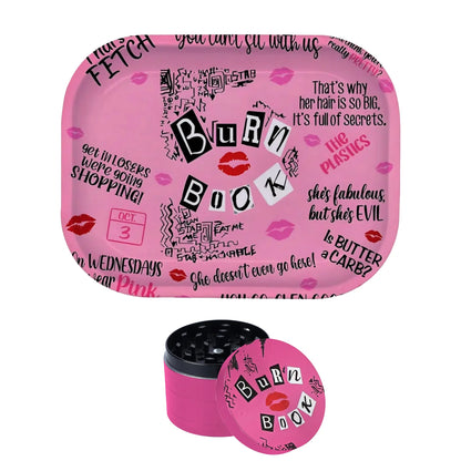 1/2 Pieces Pink Burn Book Grinder and Rolling Tray