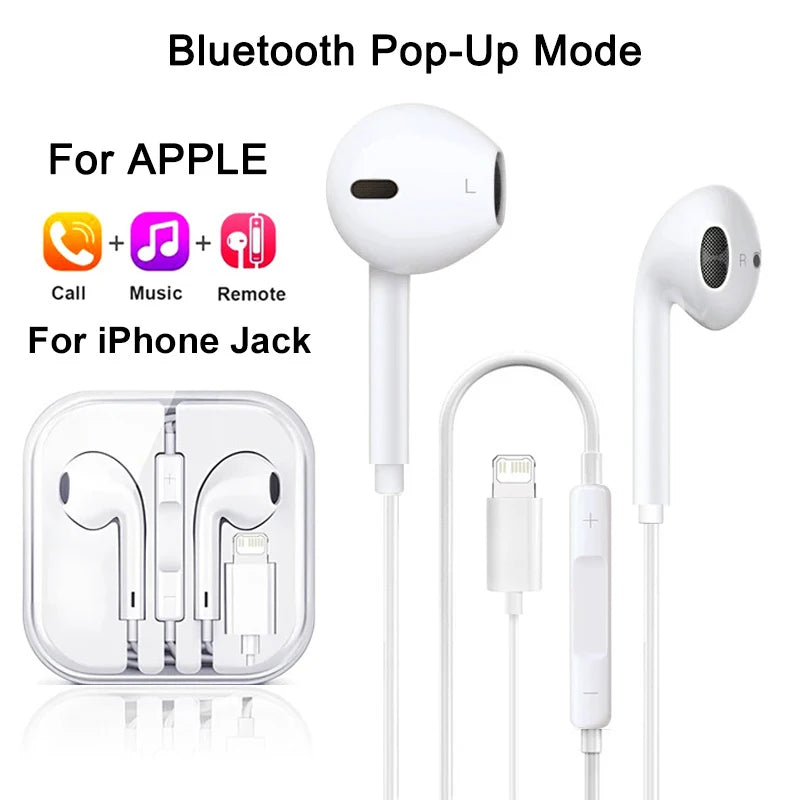 Original Wired Lightning Earphones For Apple iPhone 14 13 12 11 Pro Max Mini X XS XR X 7 8 6 Plus SE 2020 Headphones Accessories