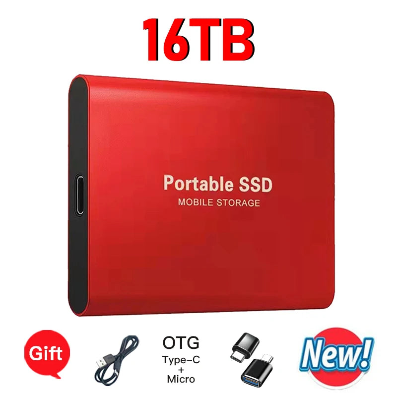 16TB Mass Storage Portable SSD 1TB 2TB 4TB 8TB USB3.2 External Hard Drive High Speed Solid Disk for All Devices
