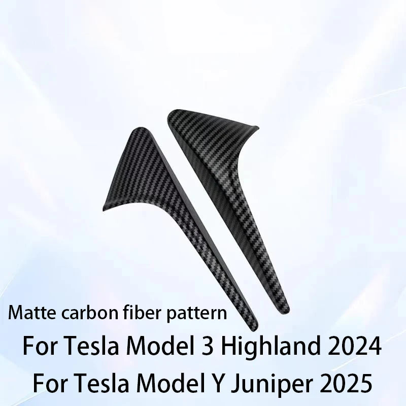 ABS Carbon Pattern Side Camera Cover For Tesla Model 3 Highland 2024 Model Y Juniper 2026 ABS Leaf Board Sticker Accessories