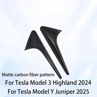 ABS Carbon Pattern Side Camera Cover For Tesla Model 3 Highland 2024 Model Y Juniper 2026 ABS Leaf Board Sticker Accessories