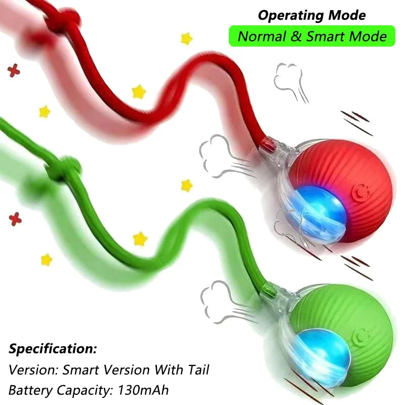 iLMH 1/2 PCS Cat Interactive Ball Toy Automatic Rolling Ball Faux Tail Rechargeable Smart Pet Electric Toy Pet Toy Imitate Mouse