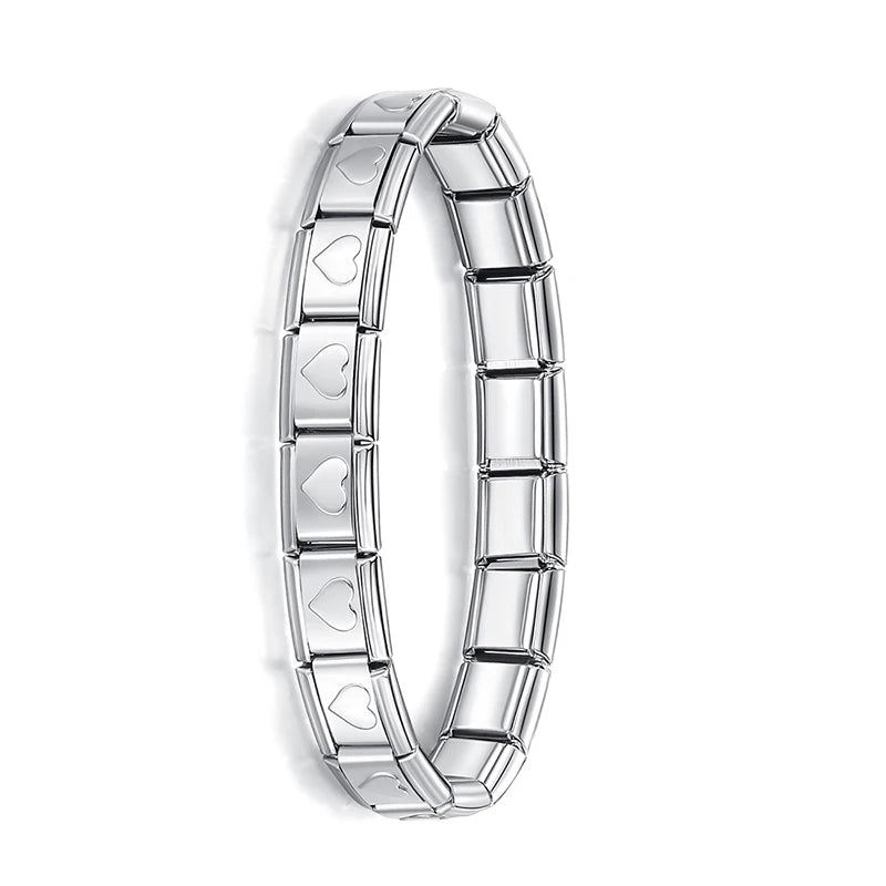 Hapiship Italian Elastic Charm Bracelet – 9mm Stainless Steel Fashion Bangle for Women & Men