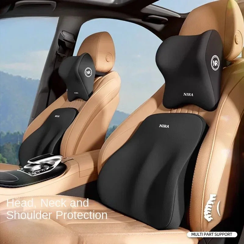 New Car Lumbar Support Pillow Memory FoamAuto Neck Pillow Waist Support Removable Washable Backrest Universal Vehicle Cushion