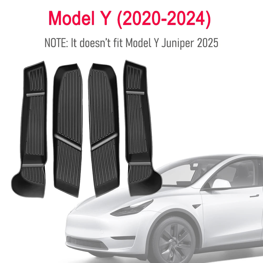 USVOTOV Car Door Side Storage Box for 2025 2026 Tesla Model Y Juniper Model 3 Model YL Accessories Door Organizer Tray Trash Can