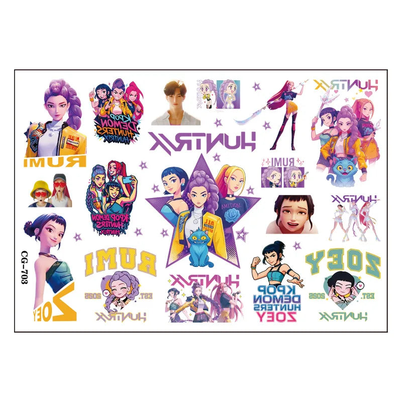 Hot K-pop Birthday Party Favors Cartoon Kids Gift -Reusable Straw Stamp sticker Bracelet Keychain Pin Badge Game Reward Souvenir