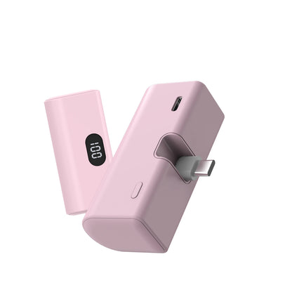Lightweight 5000mAh Portable Power Bank with Built-in Type C Foldable Functionality, Suitable for Charging All Type C Devices.