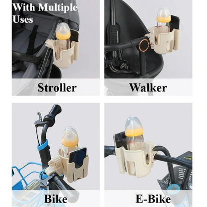 2-in-1 Universal Stroller Water Cup Holder With Phone Holder, Universal Bottle Holder For Wheelchair stroller Accessories