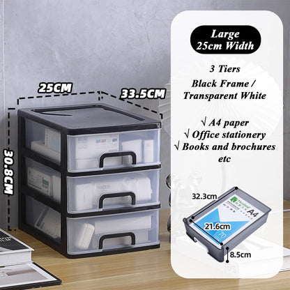 Clear Desktop Storage Box with Drawer Heightened Table Organizer Plastic Office storage cabinet  for Stationery cosmetics