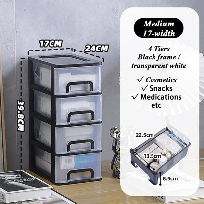Clear Desktop Storage Box with Drawer Heightened Table Organizer Plastic Office storage cabinet  for Stationery cosmetics