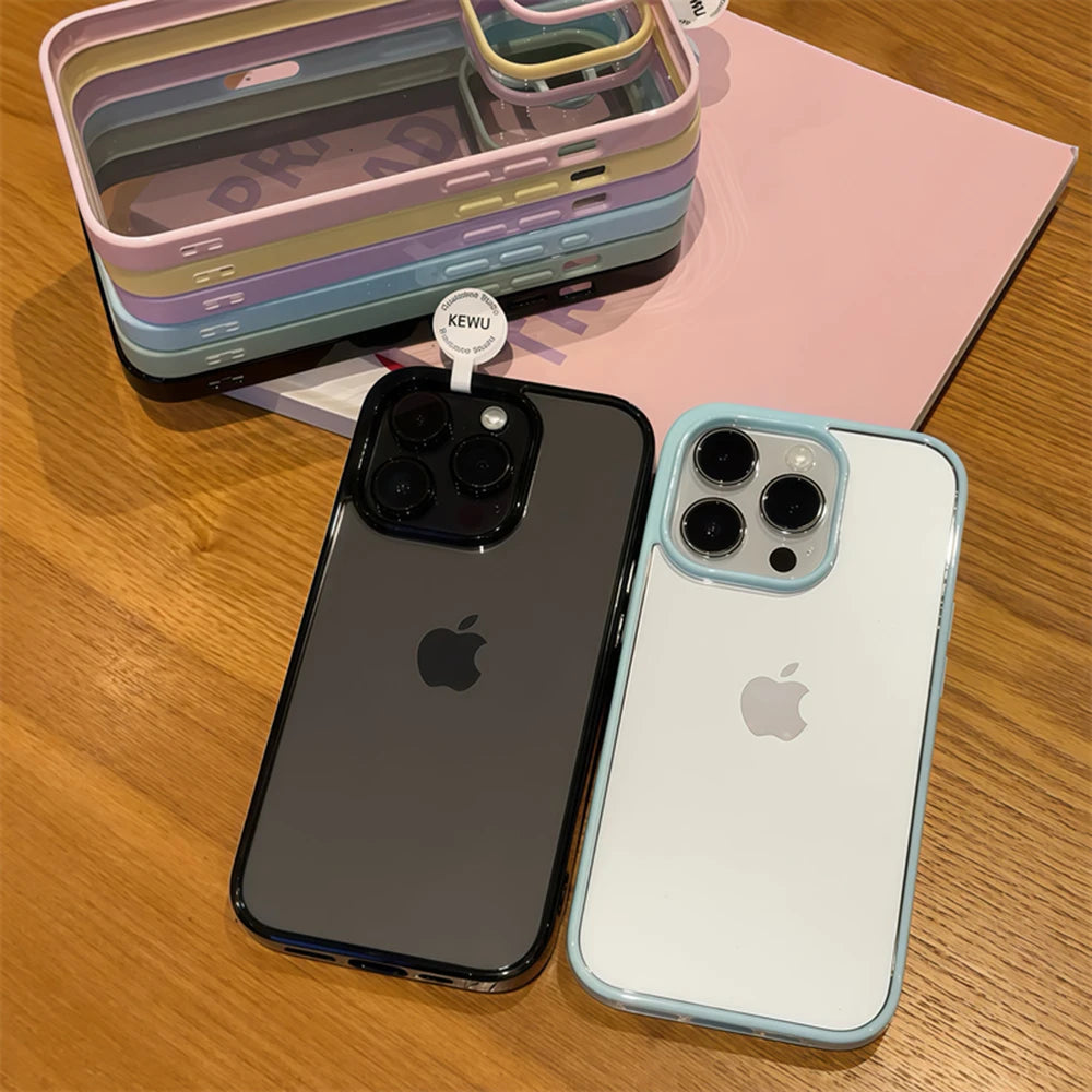 Luxury Clear Candy Color Case  For iPhone 17 Air 16 15 14 13 12 Pro Max Plus Clear Acrylic Bumper Protection Cases Cover