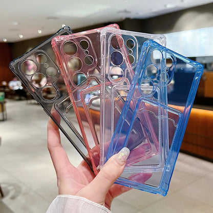 Phone Case For Samsung Galaxy S26 S25 S21 FE S22 S23FE S24 Plus Ultra Edge Clear Transparent Wallet Card Holder Silicone Cover