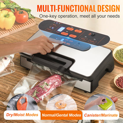 SucceBuy 90Kpa 130W Vacuum Sealer Food Packaging Machine with Free 10pcs Vacuum bags for Household Kitchen Vacuum Food Sealing