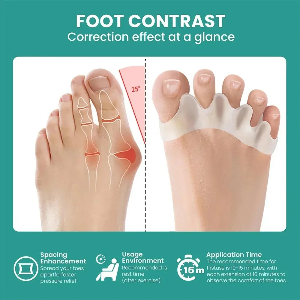 1Pair Soft Silicone Toe Separator Cushion Portable Household Foot Relief Protective Accessory For Toe Spacing