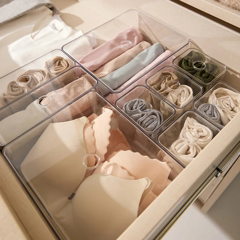 Clear Drawer Organizer Sets Acrylic Box Plastic Storage Box Stationery Makeup Organizer Boxes Transparent Storage Box Bins