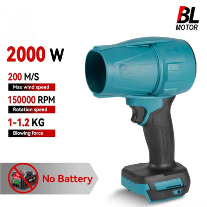 200M/S 2000W Brushless Turbo Fan Blowers  Snow Leaf Dust Blowing Tool for 21V 18V Battery Electric Handheld Jet Fan