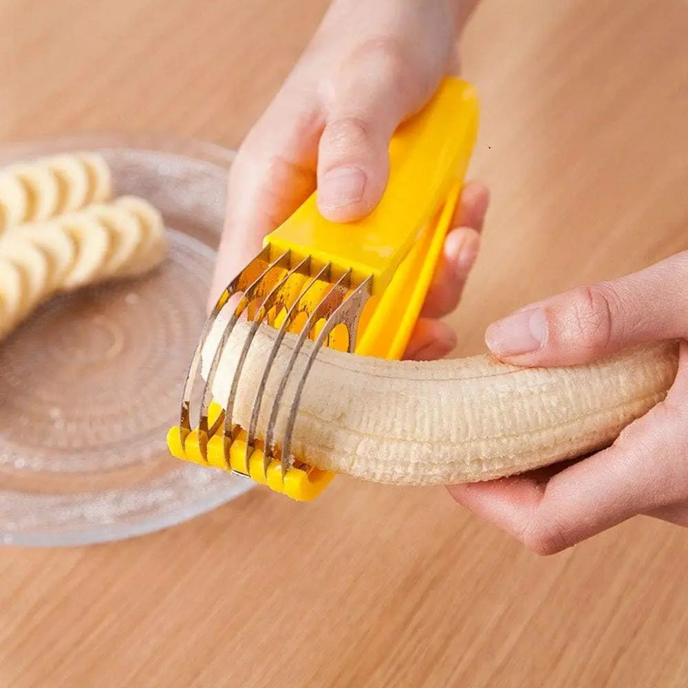 Banana Slicer, ABS + 304 Stainless Steel Fruit Salad Peeler Cutter Kitchen Tools For Banana, Hotdog, Strawberry, Cucumber