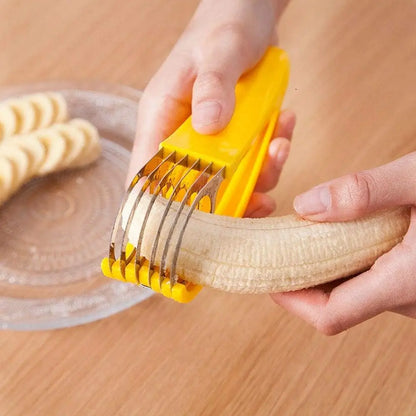Banana Slicer, ABS + 304 Stainless Steel Fruit Salad Peeler Cutter Kitchen Tools For Banana, Hotdog, Strawberry, Cucumber