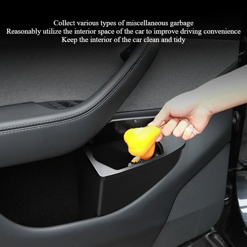 For Tesla Model Y/YL Juniper 2025 Front Door Storage Trash Can Car Door Storage Box Multi Functional Storage Box Car Accessories