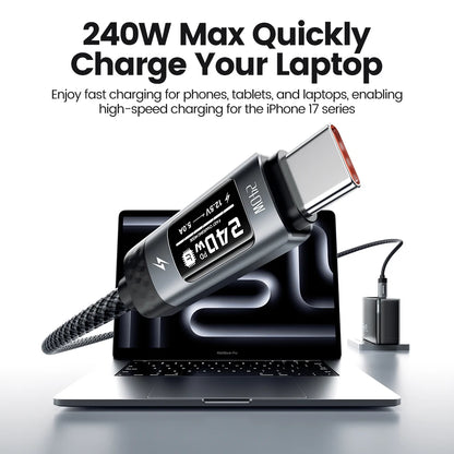 Toocki 240W USB C to USB C Cable LED Digital Display PD3.1 Fast Charging Type C to Type C Cable For Macbook iPhone 17 16 Samsung