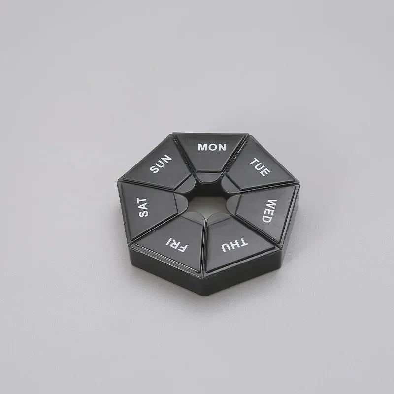 1/2/3Pcs A Week 7 Corners Pill Box Round 7 Boxes For One Week Small Pill Box Mini 7 Days Portable Points Medicine Jewelry Box
