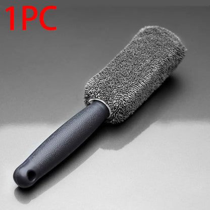 Microfiber Car Wheel & Tire Rim Cleaning Brush with Towel