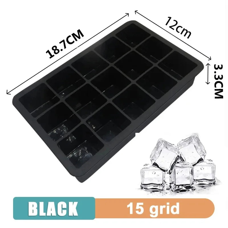 SoftAura 4/6/8/15/160 Grid Large Silicone Ice Cube Tray Food Grade Jumbo Ice Maker Mold Square Ice Tray for Home Kitchen DIY