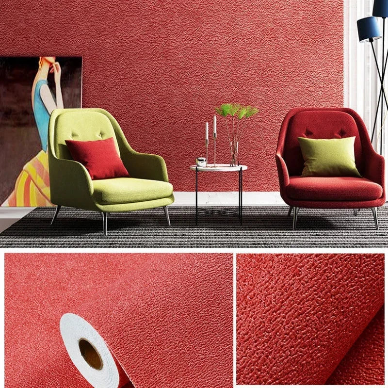 Linen 3D Foam Self-adhesive PVC Solid Color Thickened Waterproof Background Wall Renovation Wallpaper Wall Stickers Home Decor