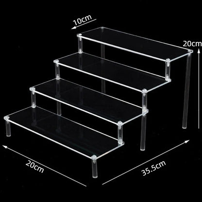 Black 1-5 Tier Acrylic Display Stand Clear Display Riser Rack for Cupcake Perfume Doll Décor Organizer Amiibo Funko POP Figures