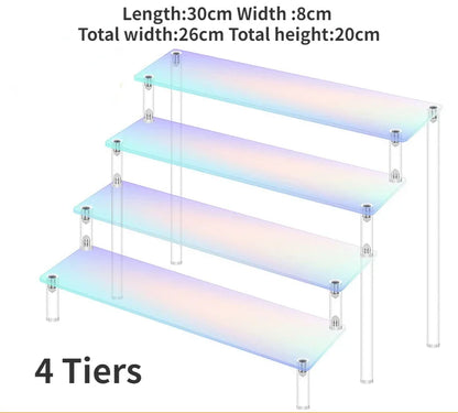 1-5 Tier Iridescent Acrylic Display Risers Stand Shelf for Figures Collectibles Cupcakes Perfumes Jewel Decorating & Organizing