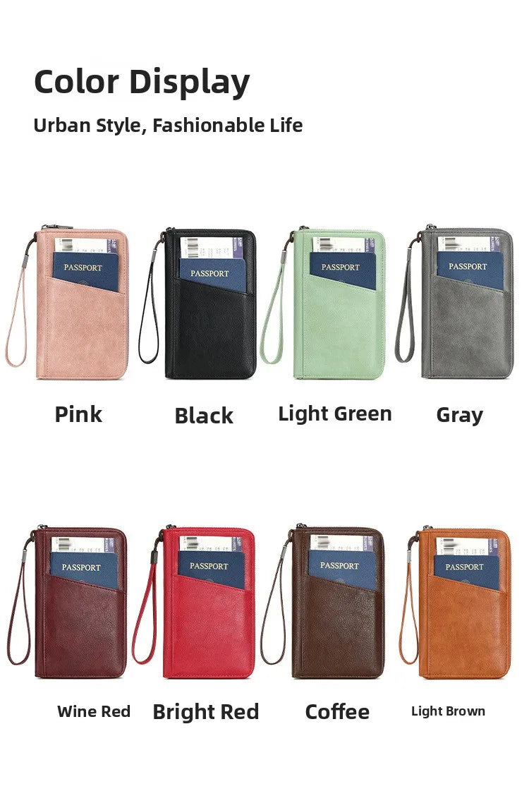 Anti theft RFID shielded passport clip travel wallet waterproof PU ticket storage bag multifunctional passport wallet
